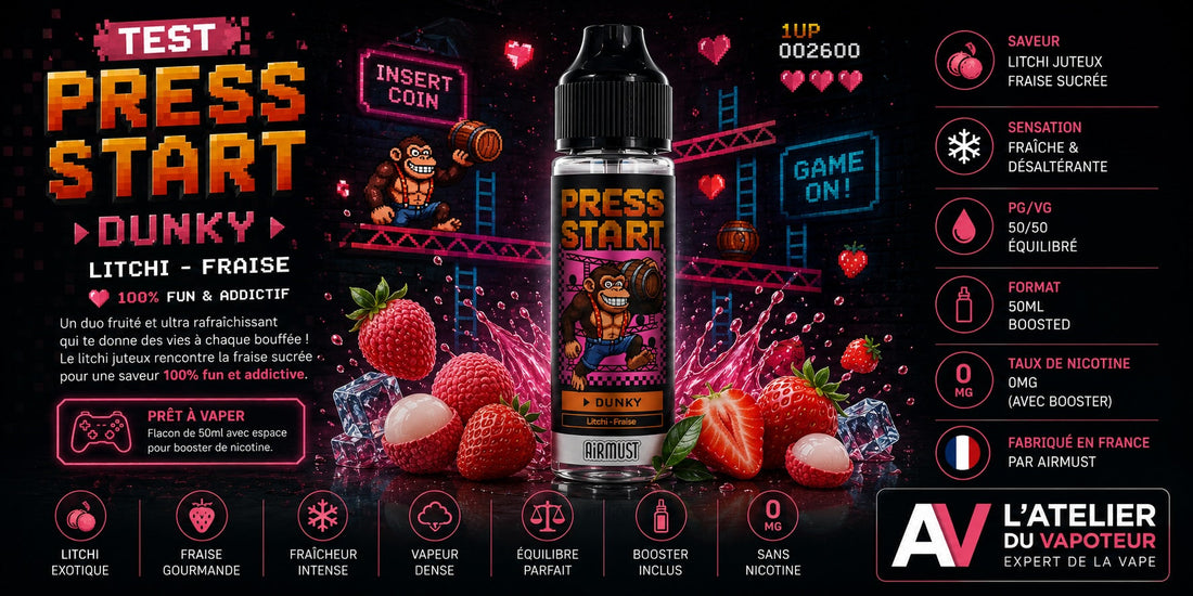 Test E-liquide Dunky 50ml Press Start - Airmust