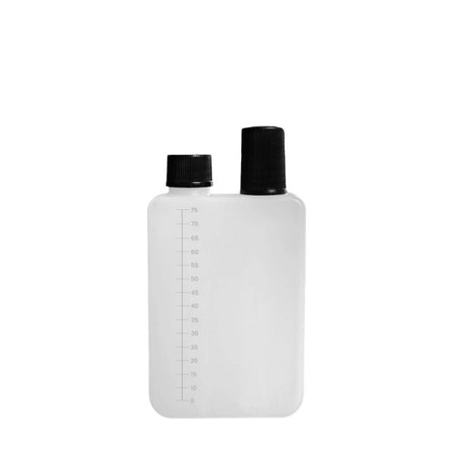 Bouteille de transport graduée Dualfill 75 ml à deux bouchons